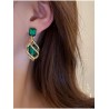Pendants d'oreilles géométriques en gemme verte & diamant