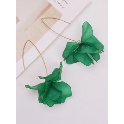Pendants d'oreilles vert sapin avec motif floral